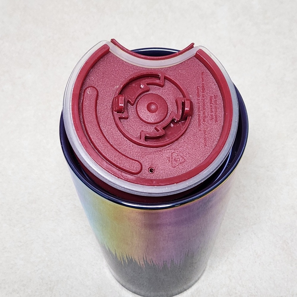 Starbucks Iridescent Oil Slick Ceramic Travel Tumbler Mug 12oz Red Lid BUB20 - Picture 5 of 5